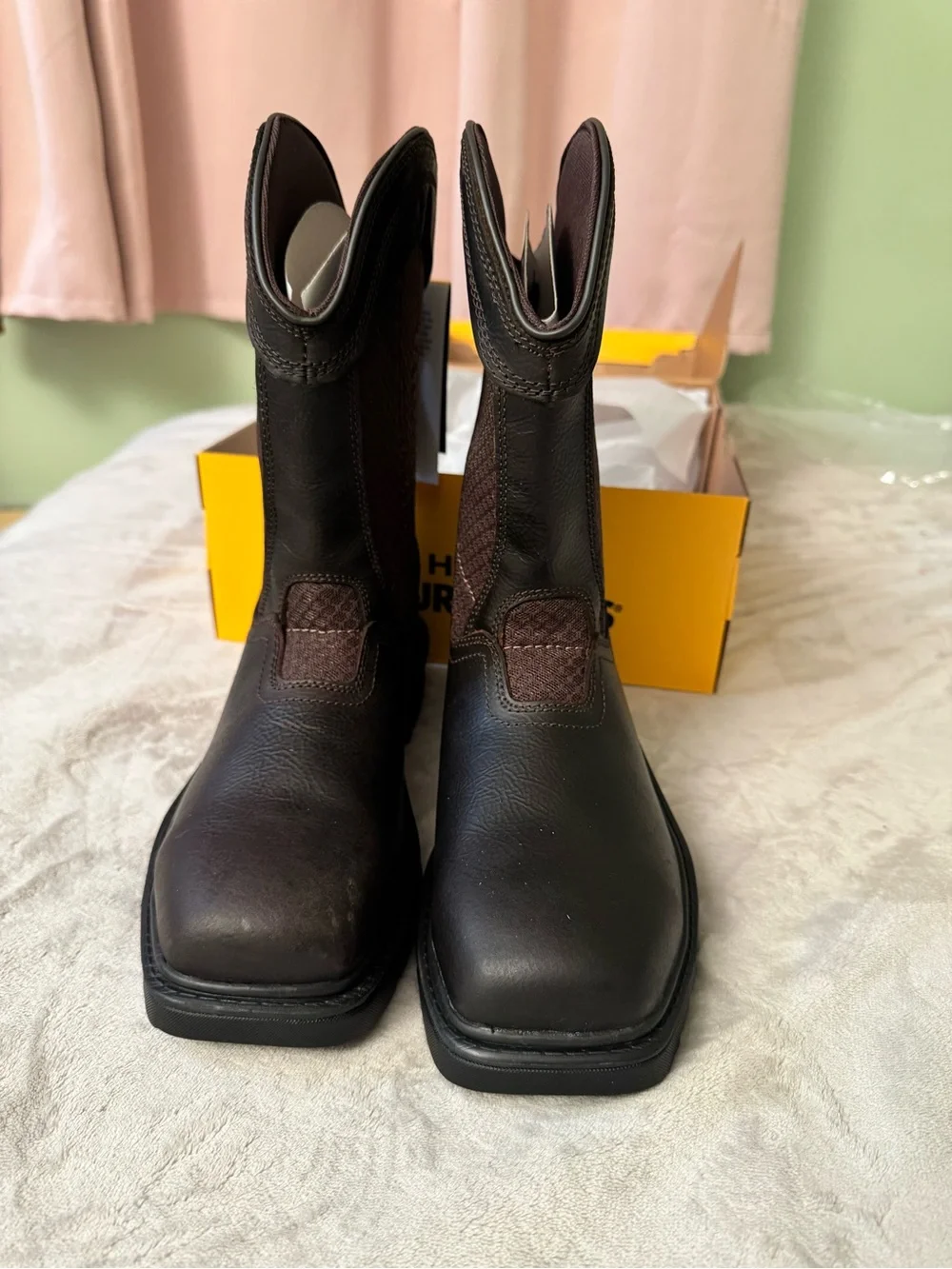 Herman’s Survivor Men’s Brown Work Cowboy Boots -  Slip-On Work Boots steel toe